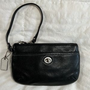 Coach Black Leather Wristlet Clutch